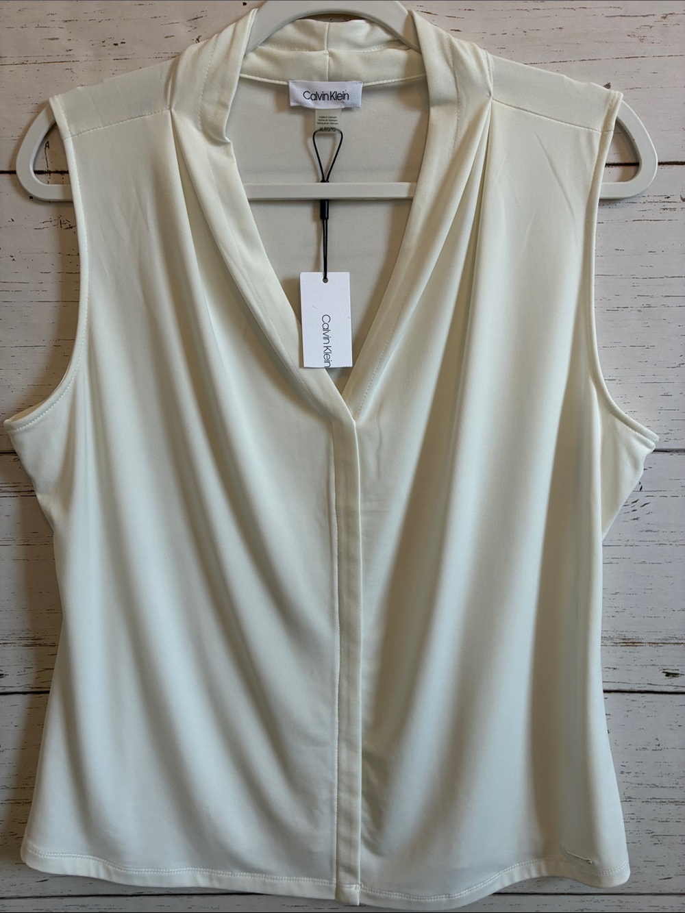 Calvin Klein Ivory/Cream Sleeveless V-Neck Pullover Top, sz XL, NWT - Picture 6 of 12